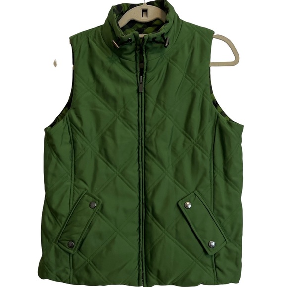 Jones New York Jackets & Blazers - Jones New York SPORT Womens Green REVERSIBLE Black Plaid Full Zip Vest Size S